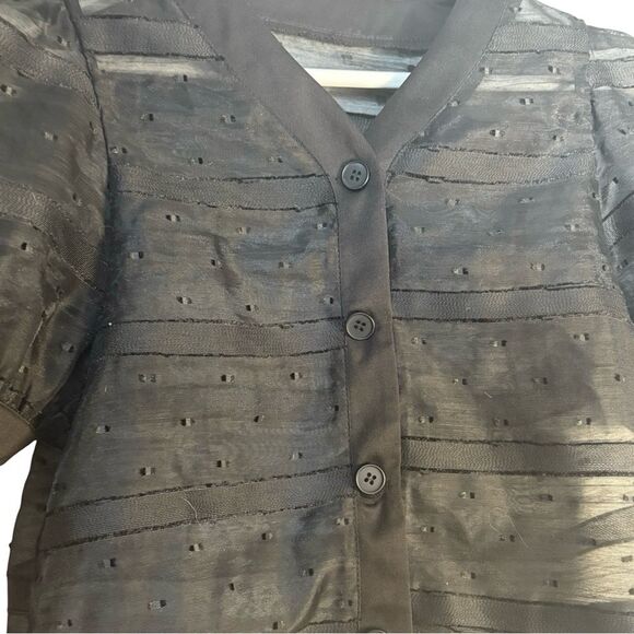 NWOT Sheer Puff-Sleeve Crop Blouse - Picture 4 of 6